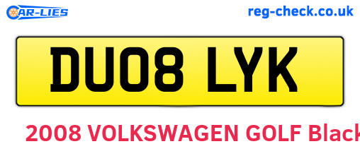 DU08LYK are the vehicle registration plates.