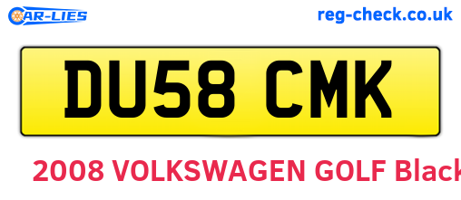 DU58CMK are the vehicle registration plates.