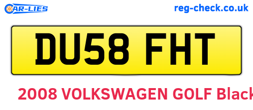 DU58FHT are the vehicle registration plates.