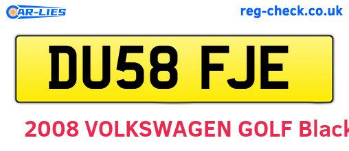 DU58FJE are the vehicle registration plates.