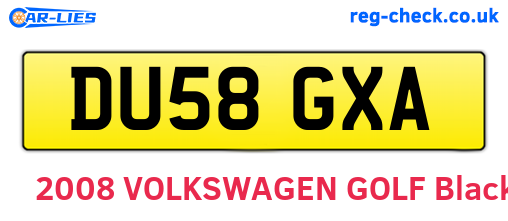 DU58GXA are the vehicle registration plates.