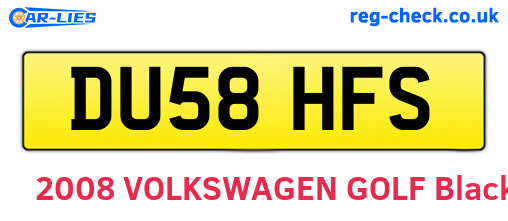DU58HFS are the vehicle registration plates.