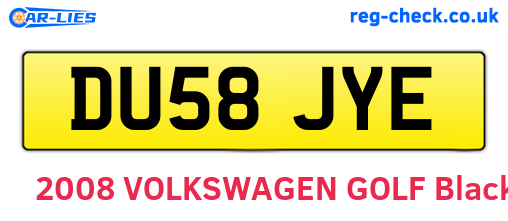 DU58JYE are the vehicle registration plates.