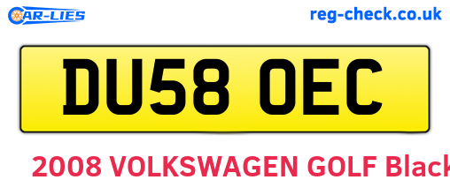 DU58OEC are the vehicle registration plates.