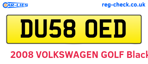 DU58OED are the vehicle registration plates.