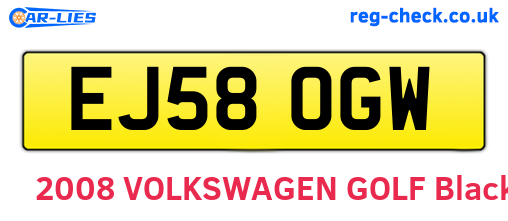 EJ58OGW are the vehicle registration plates.