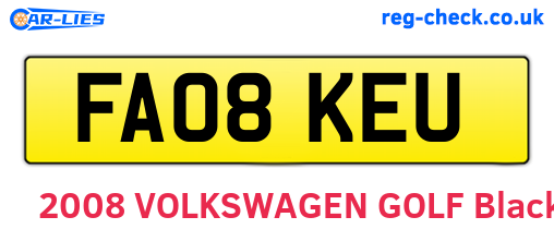 FA08KEU are the vehicle registration plates.