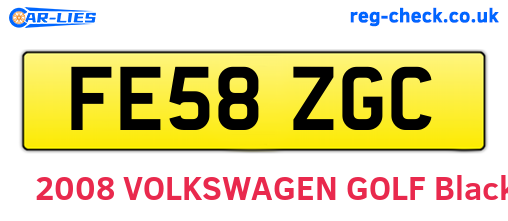 FE58ZGC are the vehicle registration plates.