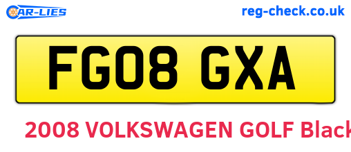 FG08GXA are the vehicle registration plates.