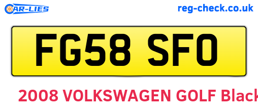 FG58SFO are the vehicle registration plates.