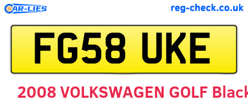 FG58UKE are the vehicle registration plates.