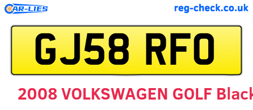 GJ58RFO are the vehicle registration plates.