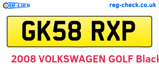 GK58RXP are the vehicle registration plates.