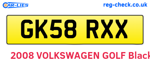 GK58RXX are the vehicle registration plates.
