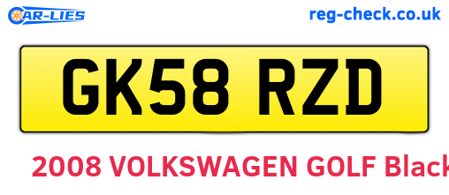 GK58RZD are the vehicle registration plates.