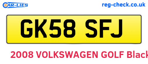 GK58SFJ are the vehicle registration plates.