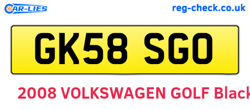 GK58SGO are the vehicle registration plates.
