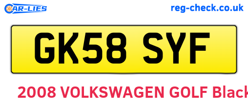 GK58SYF are the vehicle registration plates.