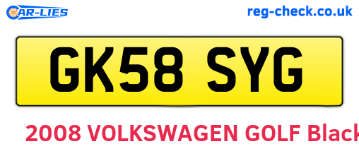 GK58SYG are the vehicle registration plates.