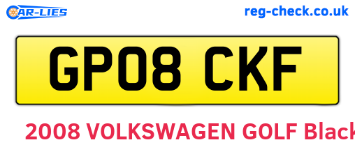 GP08CKF are the vehicle registration plates.