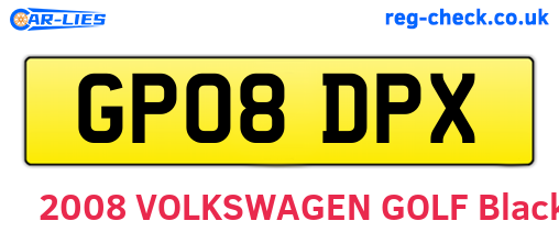 GP08DPX are the vehicle registration plates.