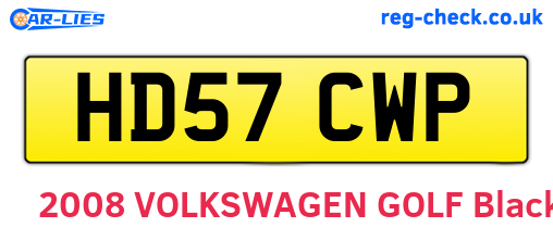 HD57CWP are the vehicle registration plates.