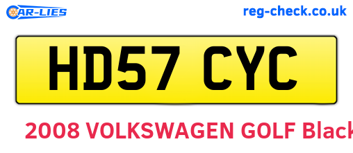 HD57CYC are the vehicle registration plates.