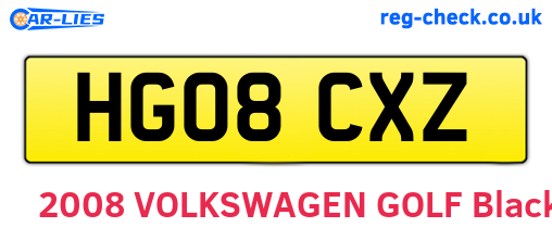 HG08CXZ are the vehicle registration plates.