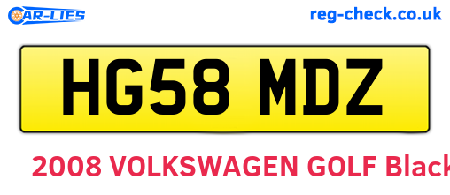HG58MDZ are the vehicle registration plates.