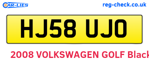 HJ58UJO are the vehicle registration plates.