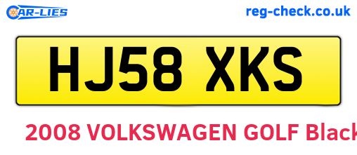 HJ58XKS are the vehicle registration plates.