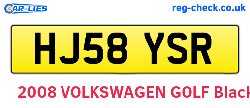 HJ58YSR are the vehicle registration plates.