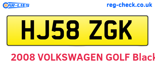 HJ58ZGK are the vehicle registration plates.