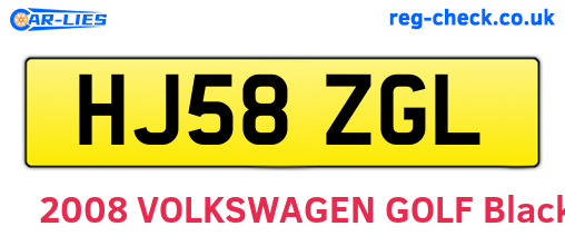 HJ58ZGL are the vehicle registration plates.