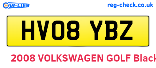 HV08YBZ are the vehicle registration plates.
