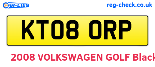 KT08ORP are the vehicle registration plates.