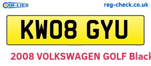 KW08GYU are the vehicle registration plates.
