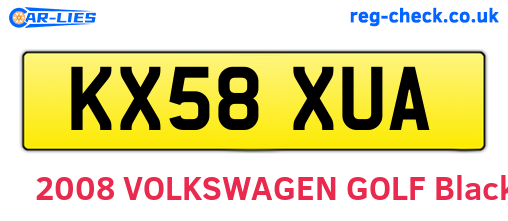 KX58XUA are the vehicle registration plates.