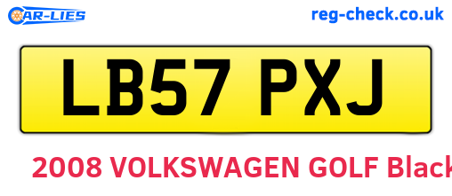 LB57PXJ are the vehicle registration plates.