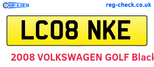 LC08NKE are the vehicle registration plates.