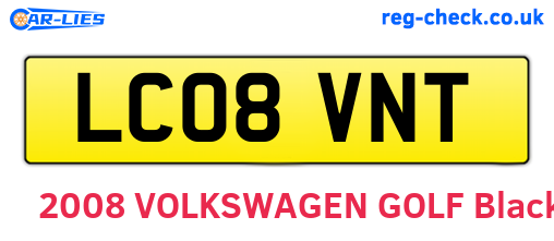 LC08VNT are the vehicle registration plates.