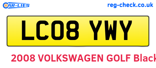 LC08YWY are the vehicle registration plates.