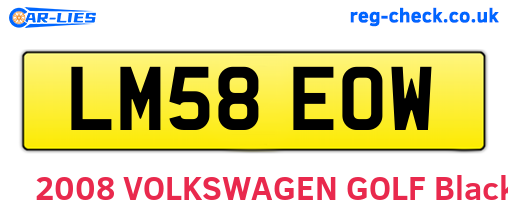 LM58EOW are the vehicle registration plates.
