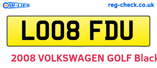 LO08FDU are the vehicle registration plates.