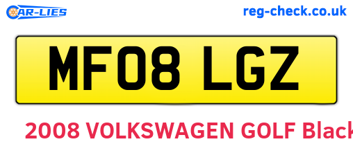 MF08LGZ are the vehicle registration plates.