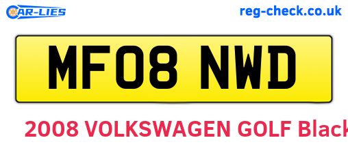 MF08NWD are the vehicle registration plates.