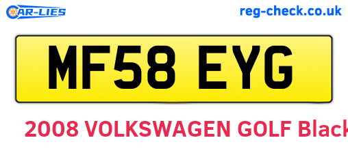 MF58EYG are the vehicle registration plates.