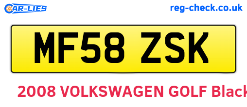 MF58ZSK are the vehicle registration plates.