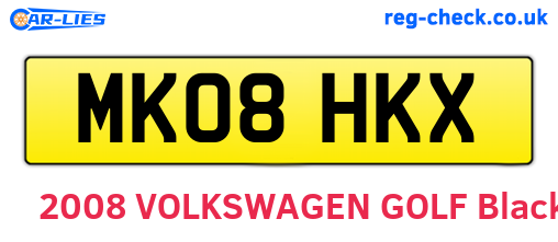 MK08HKX are the vehicle registration plates.