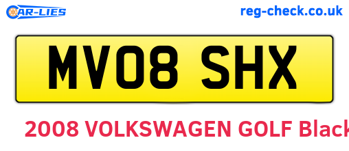 MV08SHX are the vehicle registration plates.